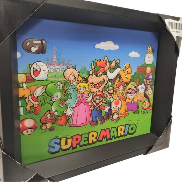 Nintendo Super Mario Bros 3D Lenticular Framed Wall Art Shadow Box - Picture 2 of 4